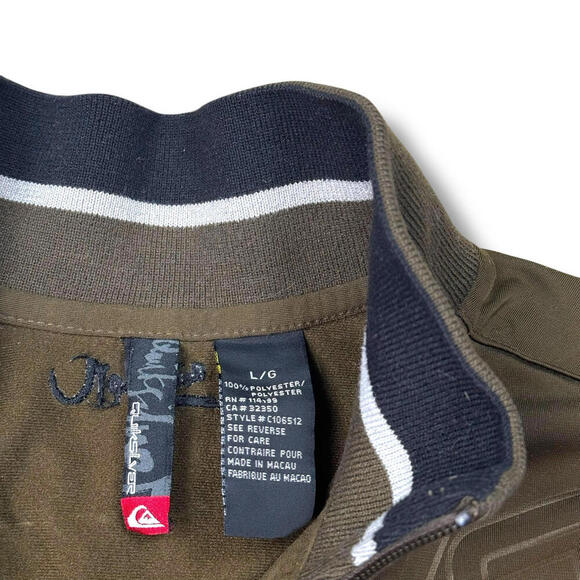 VTG Y2K Quicksilver Zip Up Track Jacket Men Size Large Green Striped Logo Skate - Picture 6 of 9